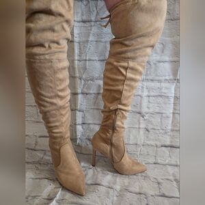 Charlotte Russe Tan Over-the-Knee Faux Suede Boots